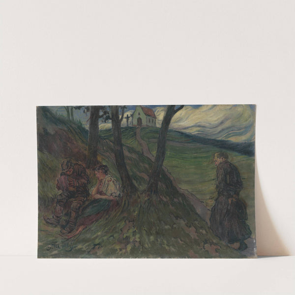 On the hill below the Church by Gustáv Mallý