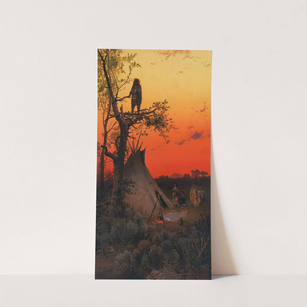 On the Lookout. - A Ute. Camp, Utah. (1881) by Thomas Moran