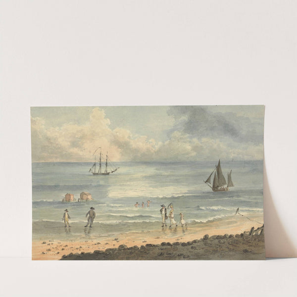 On the Sands at Brighton; Figures Walking on the Shore by John Nixon