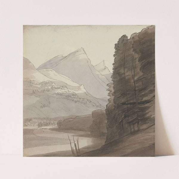 On the Side of the Rhine near the Source, Light Coming from the Right by Francis Towne