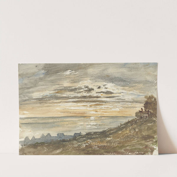 Ondergaande zon te Trouville by Paul Huet