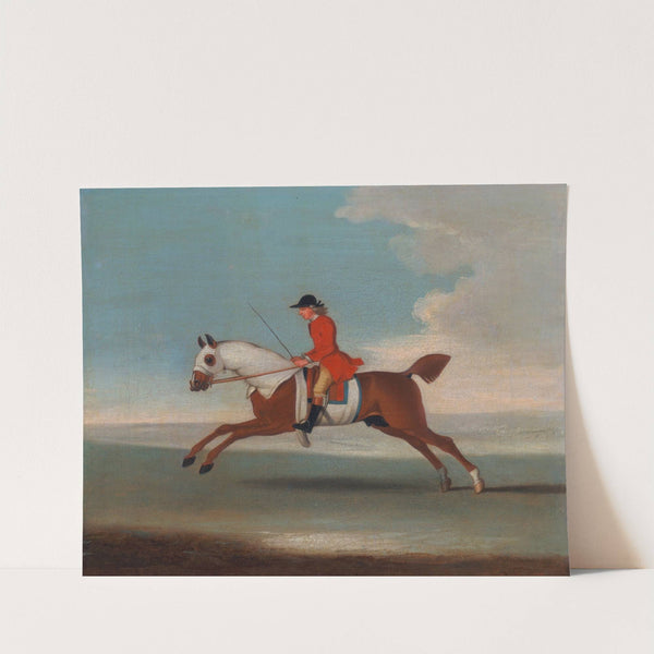 One of Four Portraits of Horses, a Chestnut Racehorse Exercised by a Trainer in a Red Coat- gallopi… by James Seymour