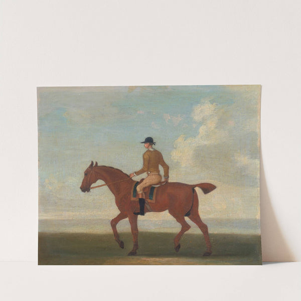 One of Four Portraits of Horses, a Chestnut Racehorse with Jockey Up- walking to the left; jockey i… by James Seymour