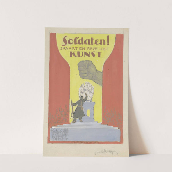 Ontwerp affiche voor propaganda kunstbescherming in het leger (1939) by Leo Gestel