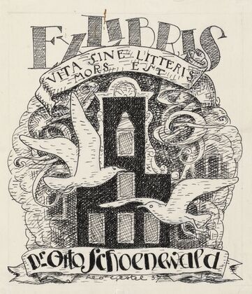Ontwerp ex libris voor Dr. Otto Schoenewald