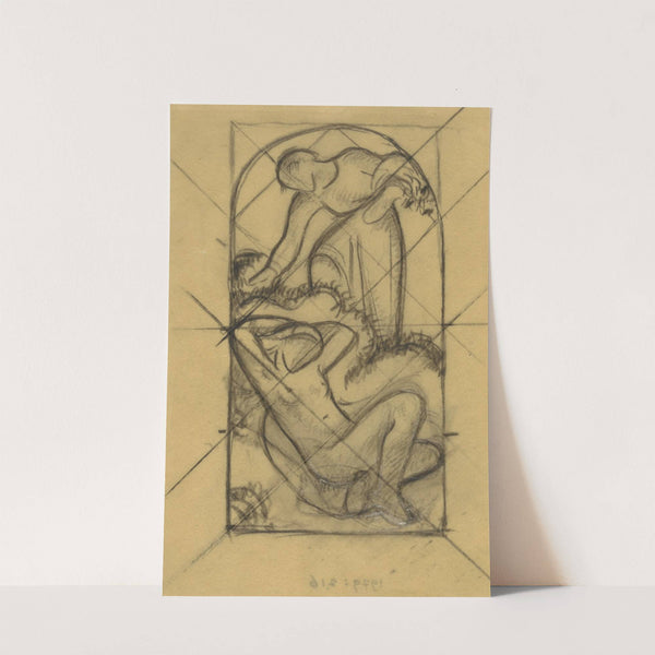 Ontwerp met geklede en naakte vrouw by Richard Nicolaüs Roland Holst