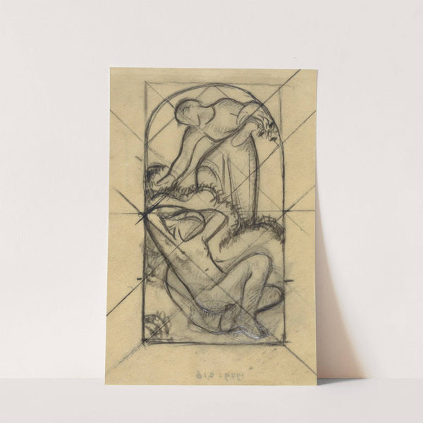 Ontwerp met geklede en naakte vrouw by Richard Nicolaüs Roland Holst