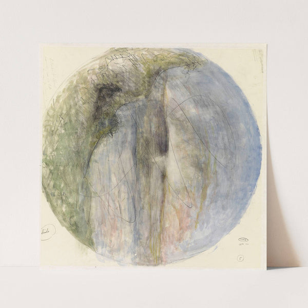 Ontwerp voor de aardewerkdecoratie op een schaal met een landschap by Theo Colenbrander