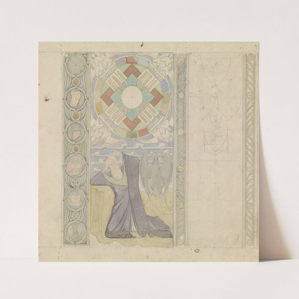 Ontwerp voor de Tweede Bossche Wand; visoen van Johannes op Patmos (c. 1869 - c. 1925) by Antoon Derkinderen