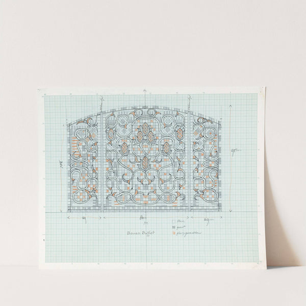 Ontwerp voor decoratief glaspaneel met floraal ornament (1874) by Carel Adolph Lion Cachet