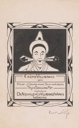 Ontwerp voor een advertentie van Crème Villaenkoz scheerschuim