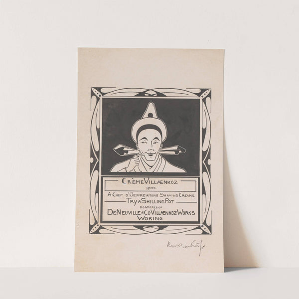 Ontwerp voor een advertentie van Crème Villaenkoz scheerschuim by Reinier Willem Petrus de Vries