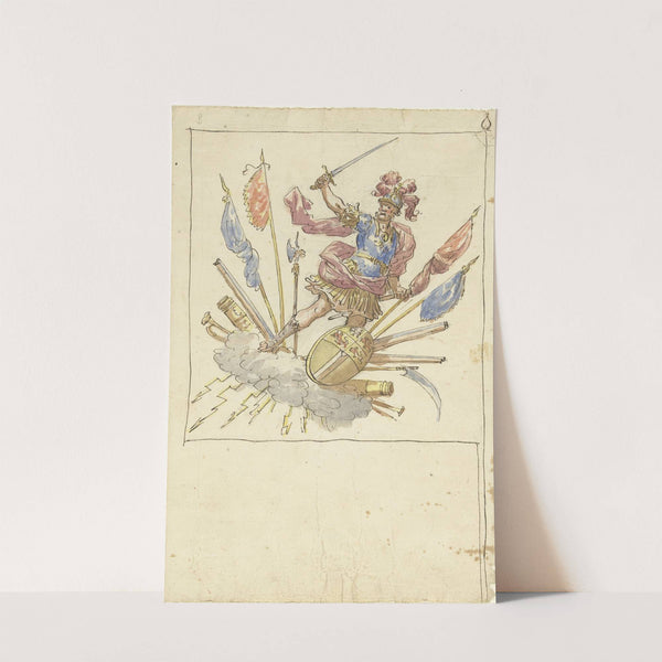 Ontwerp voor een banier met Mars, wapentuig en het wapen van Rotterdam by Elias van Nijmegen