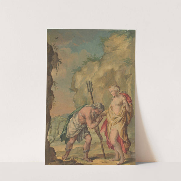 Ontwerp voor een behangschildering met Neptunus en Coronis (1751) by Rienk Keyert