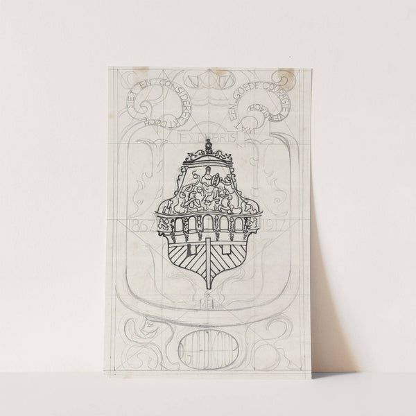 Ontwerp voor een ex libris voor D. Goedkoop (1874) by Carel Adolph Lion Cachet