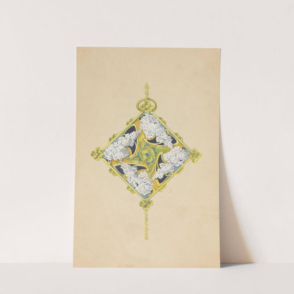 Ontwerp voor een hanger met bloemtakken van seringen, van geëmailleerd goud by Paul Louchet