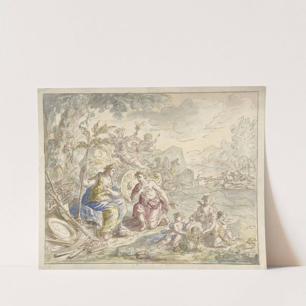 Ontwerp voor een kamerbeschildering met allegorie op de Aarde by Elias van Nijmegen