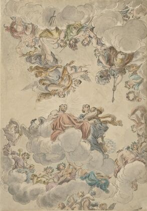 Ontwerp voor een plafond met het huwelijk van Jupiter en Juno