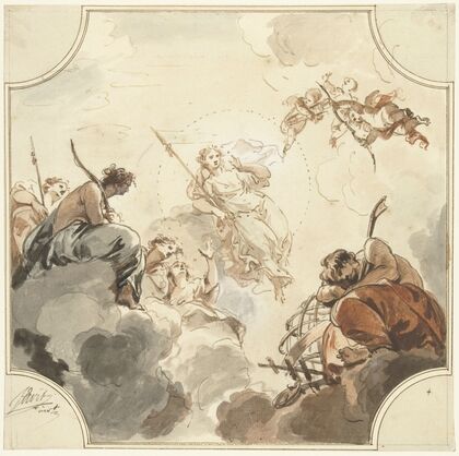 Ontwerp voor een plafondschildering met Diana en Endymion (1726)
