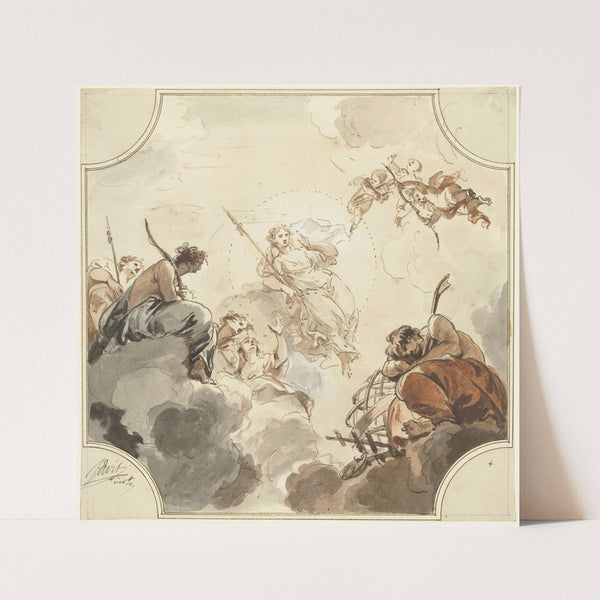 Ontwerp voor een plafondschildering met Diana en Endymion (1726) by Jacob de Wit