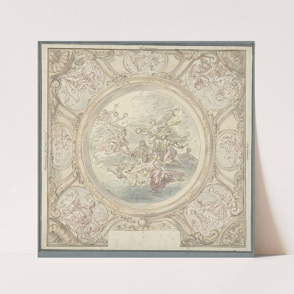 Ontwerp voor een plafondschildering met een allegorie met Minerva (1677 - 1755) by Elias van Nijmegen