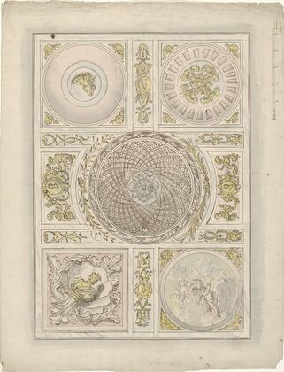 Ontwerp voor een plafondschildering; ornamentale vlakvulling (1677 - 1755)