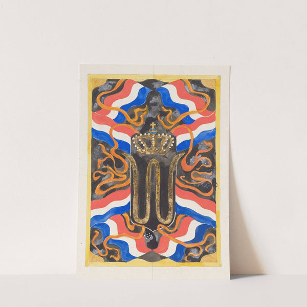 Ontwerp voor een postzegel met een gekroonde W (1939) by Carel Adolph Lion Cachet