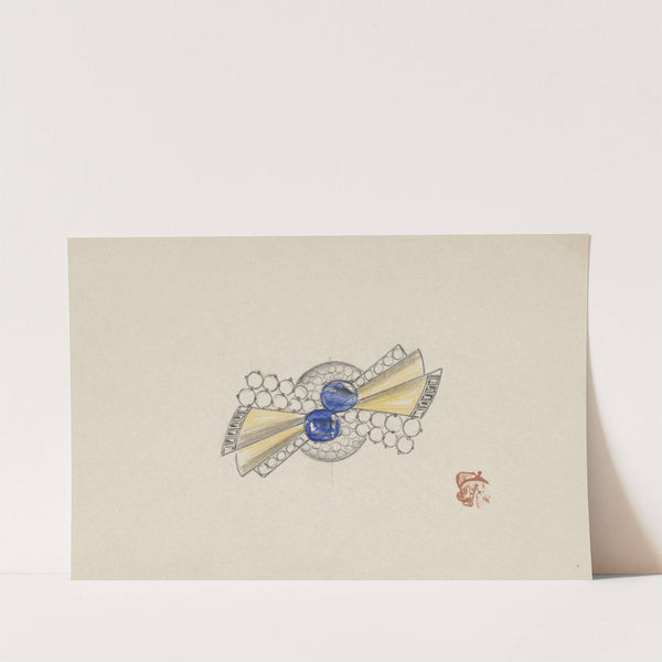 Ontwerp voor een rond juweel met stralen, met goud, saffieren en briljanten by Jules Chadel