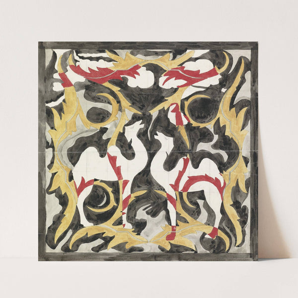 Ontwerp voor een tegeltableau met twee kamelen (1874) by Carel Adolph Lion Cachet