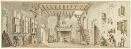 Ontwerp voor een toneeldecor voor de Vlaamse opera Het Kapertje (1782 - 1837)