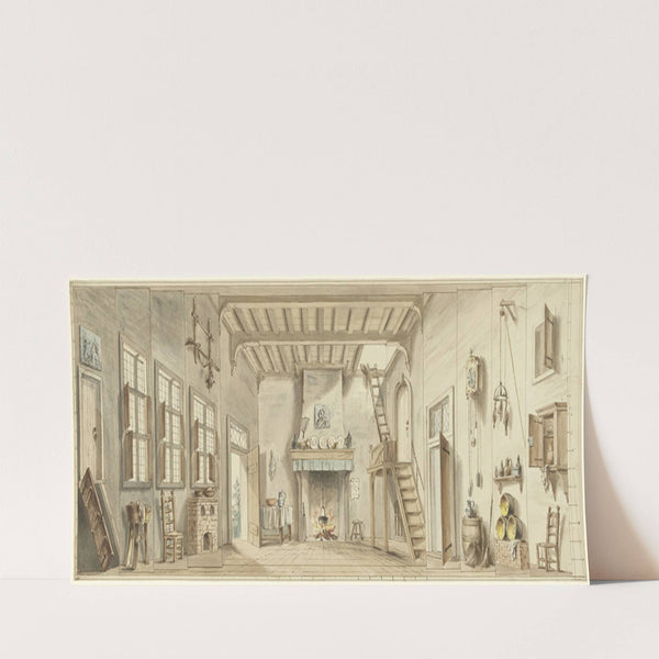 Ontwerp voor een toneeldecor voor de Vlaamse opera Het Kapertje (1782 - 1837) by Pieter Bartholomeusz. Barbiers