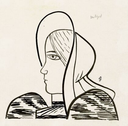 Ontwerp voor een vignet voor het maandblad voor Beeldende Kunsten; een vissersvrouw (1891)