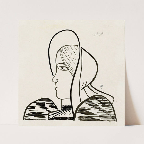 Ontwerp voor een vignet voor het maandblad voor Beeldende Kunsten; een vissersvrouw (1891) by Leo Gestel