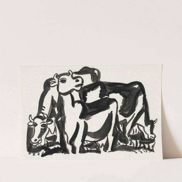 Ontwerp voor een vignet; voorstelling met drie koeien (1891) by Leo Gestel