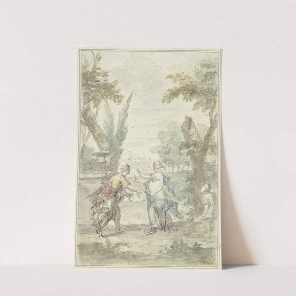 Ontwerp voor een zaalstuk; de geblinddoekte Amaryllis grijpt Myrtillo by Dionys van Nijmegen