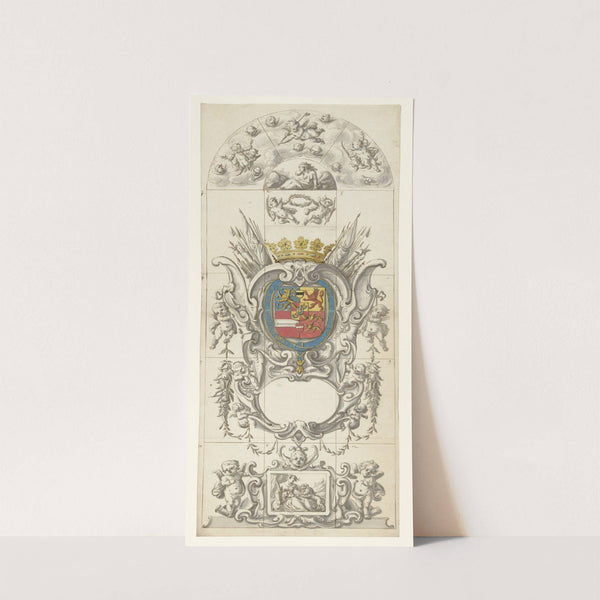 Ontwerp voor glasraam 8 geschonken door prins Willem Hendrik op zeventienjarige leeftijd by Pieter Jansz.
