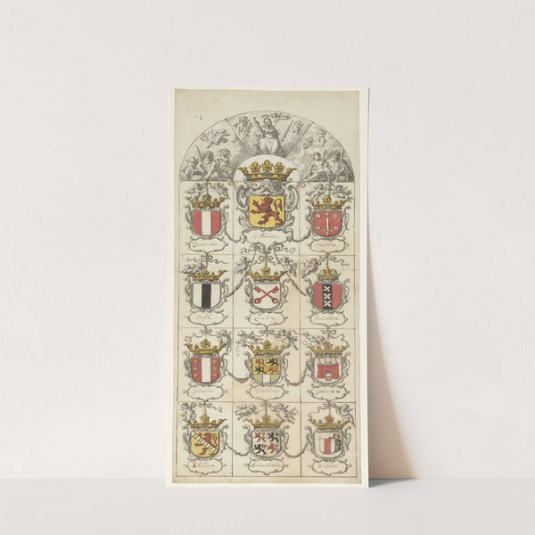 Ontwerp voor glasraam 9 geschonken door de steden van Holland by Pieter Jansz.