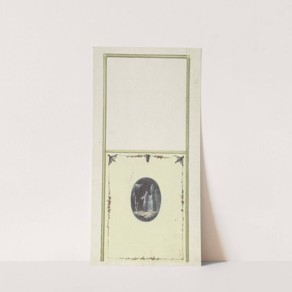 Ontwerp voor kamerversiering met verticaal twee panelen, de onderste met een chinoiserie by Abraham Meertens