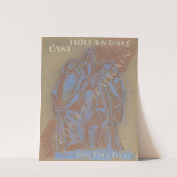 Ontwerp voor Paul Fierens ‘l’Art Hollandais contemporain’; naakte vrouw tussen twee van elkaar weg kijkende mannen hoofden. (1933) by Leo Gestel