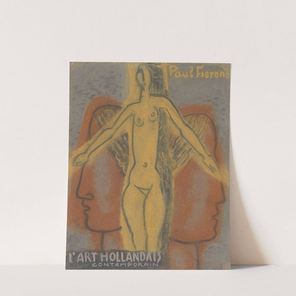 Ontwerp voor Paul Fierens ‘l’Art Hollandais contemporain’; naakte vrouw tussen twee van elkaar weg kijkende mannen hoofden. (1933) by Leo Gestel