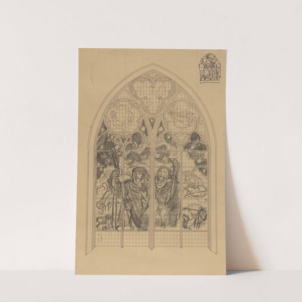 Ontwerp voor raam in de Frederik van Sierck-kapel in de Dom te Utrecht; de verkondiging aan de herders (1878 - 1938) by Richard Nicolaüs Roland Holst