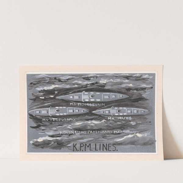 Ontwerp voor vignet van de Koninklijke Paketvaart Maatschappij, K.P.M. Lines (1874) by Carel Adolph Lion Cachet