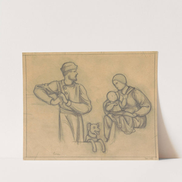 Ontwerp voor wandschildering in de Beurs van Berlage; familiegroep met hond by Antoon Derkinderen