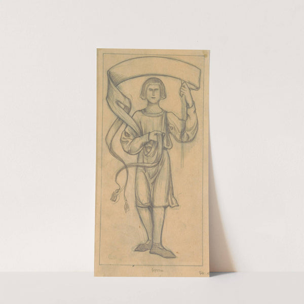 Ontwerp voor wandschildering in de Beurs van Berlage; staande man met banderol by Antoon Derkinderen