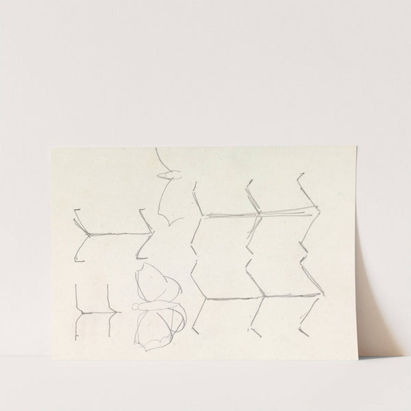 Ontwerpen voor een watermerk van een bankbiljet; ornament en vlinder (1891) by Leo Gestel