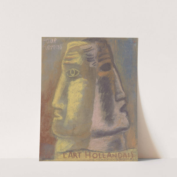 Ontwerpschets voor Paul Fierens ‘l’Art Hollandais contemporain’; twee mannen hoofden, en profil afgebeeld, van elkaar weg kijkend. (1933) by Leo Gestel