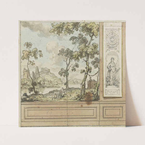 Ontwerptekening voor een kamerwand, met opgeplakte variant (1760 - 1819) by Jurriaan Andriessen