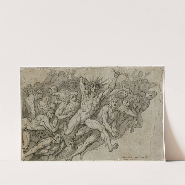 Ontzetting: groep aansnellende, angstige figuren by David Humbert de Superville