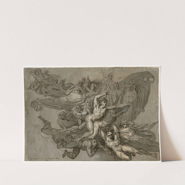 Ontzetting: zwevende menigte van angstige figuren by David Humbert de Superville