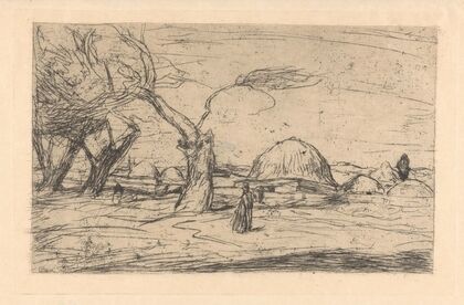 Oosters landschap met bebouwing